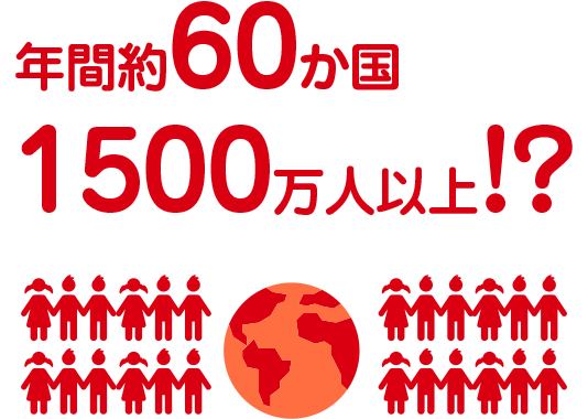 年間約60か国 1500万人以上!?